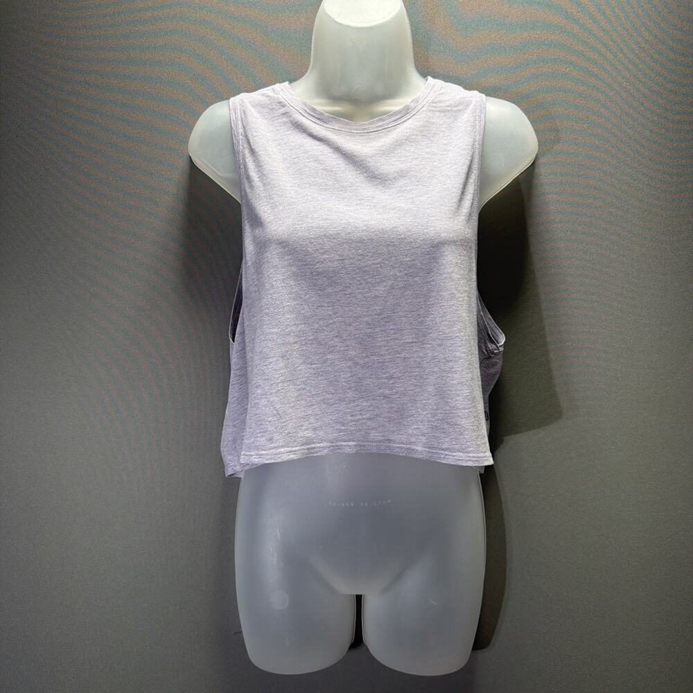 Lululemon Womens Lavender Heathered Crop Tank Top Back Cutout Muscle Yoga